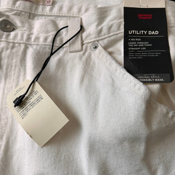 Free People X Levi's Premium Women's Dad Utility Pants NWT Cargo Size 32 Cream - Picture 3 of 7